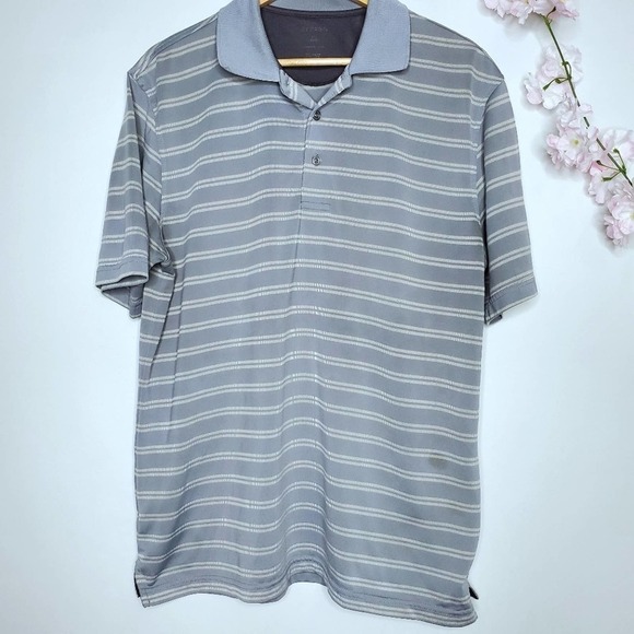 George Short Sleeve Polo Shirt Gray Stripe Size L - Picture 7 of 7